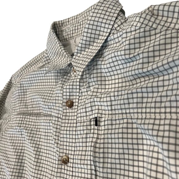 Eddie Bauer Tattersall Shirt Mens White Black Long Sleeve Nylon Size L - Picture 11 of 12